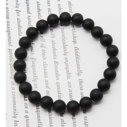 Natural Beaded Bracelet Women Men 4/6/8/10/12mm Natural Stone Matte Black Onyx Healing Beads Stretch Charm Yoga Women Jewelry