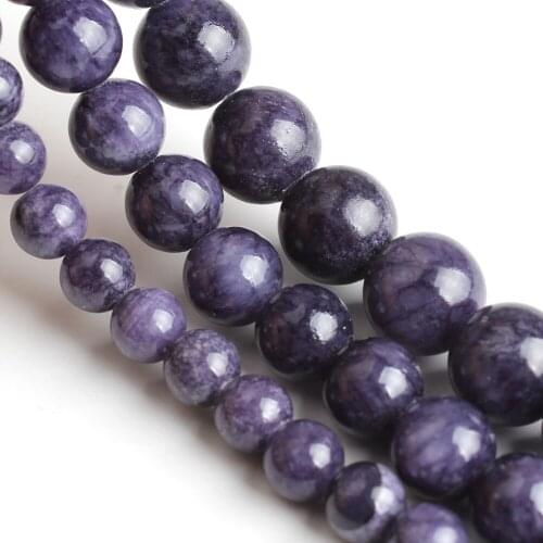 6/8/10mm Natural Dark Purple Jades Stone Beads Round Loose Spacer Beads Supplies For Jewelry Making Diy Handmade