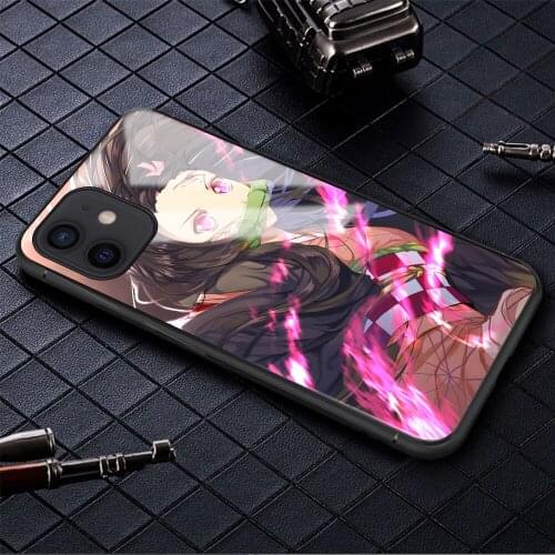 Case for iphone xs max Kamado Nezuko glass Demon slayer anime fundas cover For iphone 12 mini 11 Pro X XS Max XR 6 6s 7 8 Plus