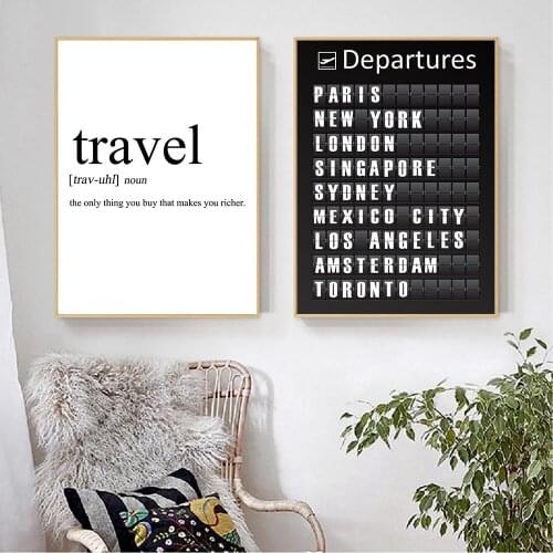 Quotes Canvas Painting Wall Art Posters Prints Black And White Inspirational Travel Nordic Wall Pictures For Living Room Decor
