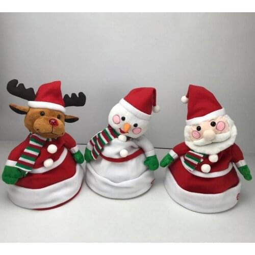 Electric Christmas Hat Cartoon Shape Collectible Interesting Dancing Electric Santa Claus Hat Cushion Doll Gift Toy For Children
