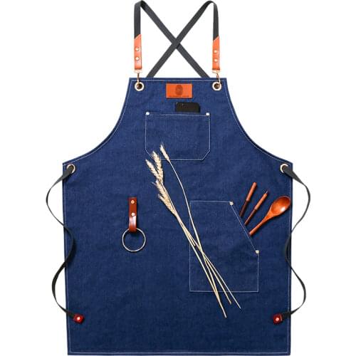 Apron Denim Printing Barber Coffee Cake Milk Tea Shop Baking Nail Work Clothes Men and Women