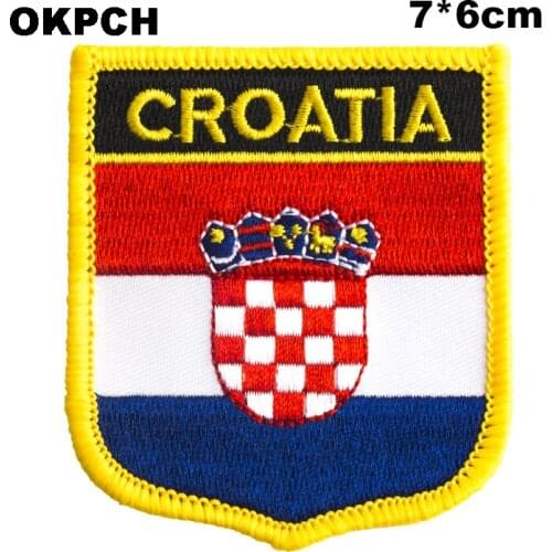 Croatia Shield Shape Iron-on Flag Patch Embroidered Saw on Badges Patches for Clothing PT0095-S