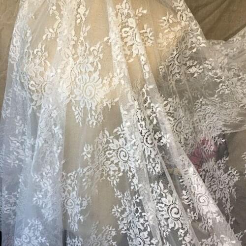 3M White / Black Exquisite Eyelash Lace Trim Floral Chantilly Lace Fabric for DIY Dress Clothing Accessories