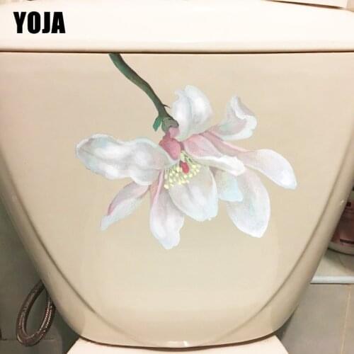 YOJA 18.9X23.6CM Classic Flower Toilet Seat Decor Plant Magnolia Home Wall Sticker Decal T1-1592