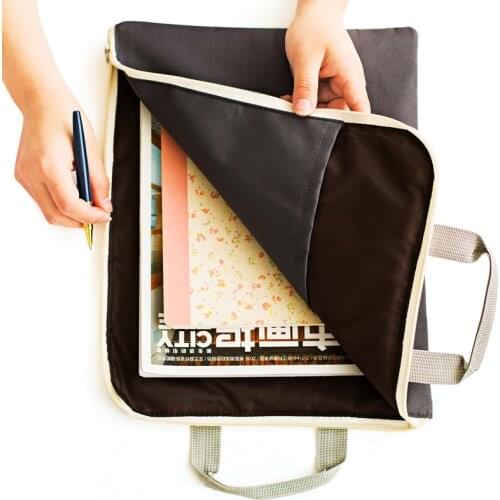 Korean Zipper A4 Big Capacity Document Bag Men Women Simple Solid Office Business Brifcase Storage File Folder
