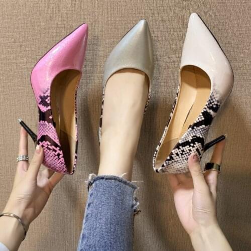 Fashion Basic High Heel Shoes Female New Personality Ladies High Heels Mature Pointed Print Fenty Beauty Zapatos De Mujer W32-10