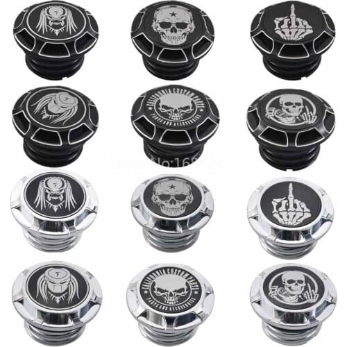 Motorcycle Aluminum Custom Skull Series Fuel Gas Tank Oil Cap Cover For Harley XL Dyna Softail Touring Road King Trike Models