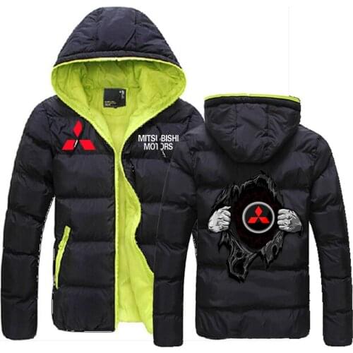 2021 Winter Mitsubishi Motors Best-Selling Hoodie Down Zipper Jacket Has Pockets Solid Color Print Sport Men Warm Thicken Coat