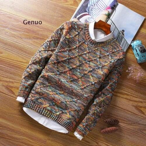 Mens Casual Sweater Autumn Winter Slim Fit Pull Pullover Long Sleeve Clothes Jacket Male Fashion Knitted Sweaters Men Clothing