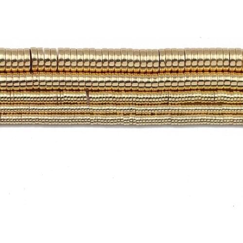 Wholesale KC Gold Flat Round COINS Natural Hematite Stone 3/4/6/8mm Loose Beads For Pendant Bracelets Making Diy Accessories