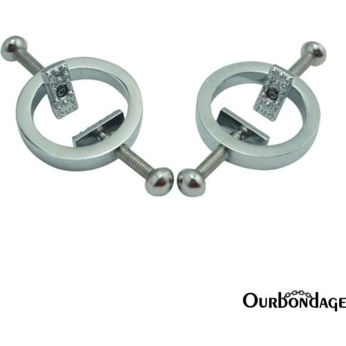 Ourbondage Stainless Steel Rounded Hard Screw Clover Nipple Clamps Clips With Small Spikes Adult Sex Toys For Women Lesbian