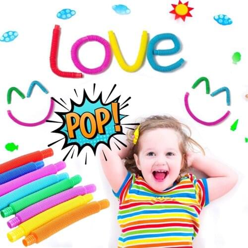 Pop Tubes Sensory Toys for Adult Kids Funny Autism Antistress Plastic Bellows Children Squeeze Toy Fidget Stress Reliever Toys