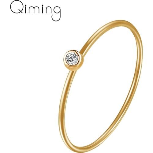 CZ Stone Simple Crystal Rings For Women Thin Gold Finger Ring Female Minimalist Ring fashion Jewelry Anillos Ladies Gift