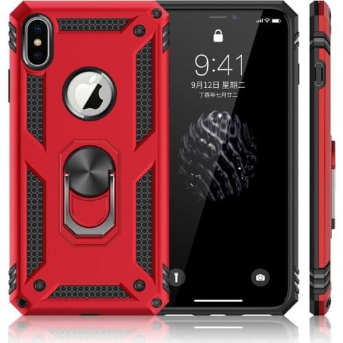 Shockproof Doom Armor Metal Aluminum Phone Cases for iPhone XS MAX XR X 10 6s 7 8 Plus 8Plus Finger Ring Magnetic Suction Cover
