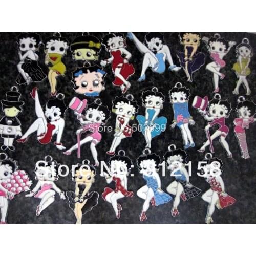 S32! Wholesale 50Pcs/Lots DIY Alloy Enamel mixed betty Charms Metal Charms