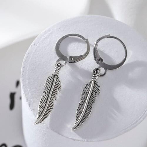Feather Pendant Earrings Jewelry Drop Dangle Earring Jewelry Men Women Fashion Leaves Hoop Earrings Wholesale