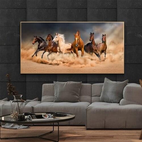 Six Running Horse Home Decoration Accessories Animal Pictures Art Cuadros Decoration Canvas Painting Posters and Prints no frame