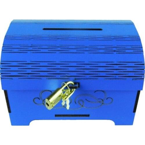 Ahi Locked Wooden Blue Coffer money decorative objects Декоративные элементы Objetos decorativos