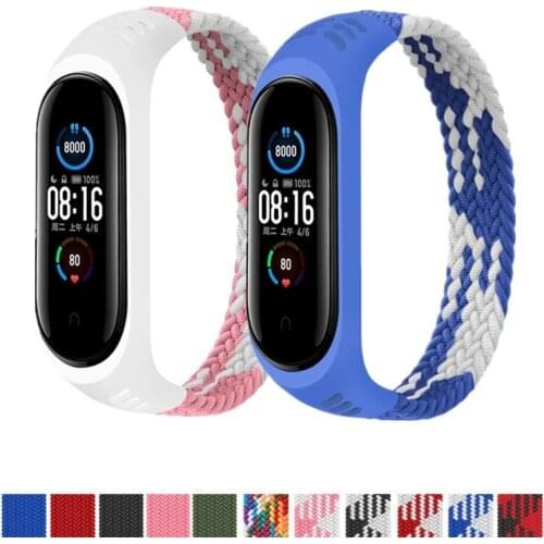 Replaceable Elastic Braided Solo Loop Strap Nylon Bracelet For Xiaomi Mi Band 6 5 3 4 Nylon silicone Wristband For Miband 4 5 3