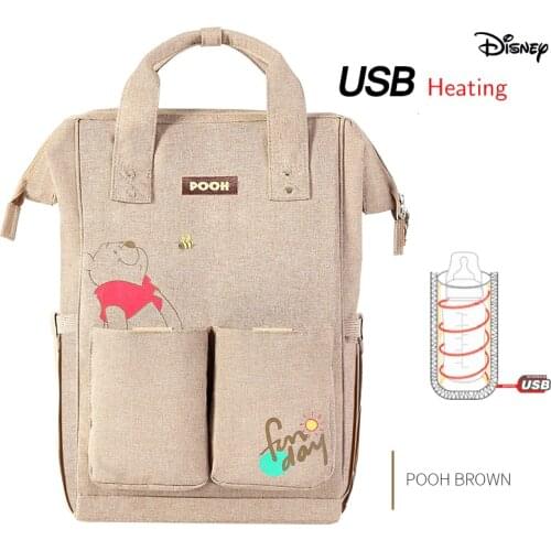 Disney Diaper Bag Backpack For Moms Baby Changing Bag Mother Maternity Diaper Nappy Bag Travel Stroller USB Heating