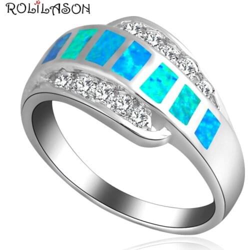 Wedding accessories Wholesale & Retail Blue Fire Opal stamped silver plated Ring USA Sz #7 #8 Fashion Jewelry OR311