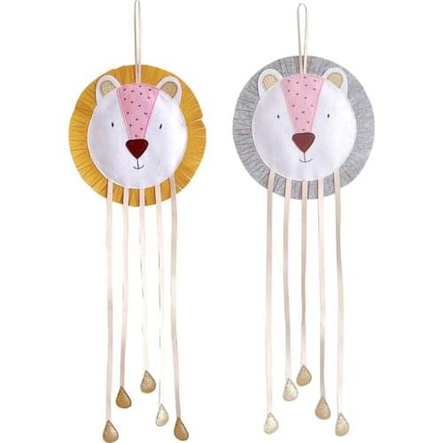 Woven Lion Hair Bow Holder Clip Hanger Headband Storage Organizer Wall Hanging Decorations for Kids Room Decor