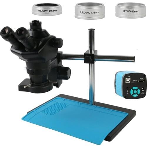 Simul Focal 4X-100X Continuous Zoom Trinocular Microscope 48MP 4K HDMI USB Video Camera For PCB Solder Repair Inspection