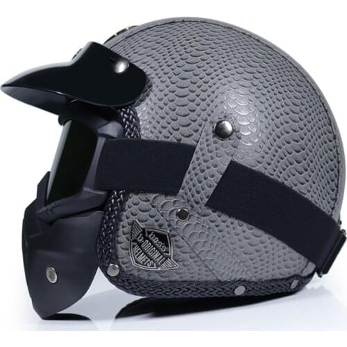 Vintage Chopper Biker Pilot Open Helmets for Men Women 2021PU Leather Open Face 3/4 Motorcycle Helmet Retro Motorbike Helm