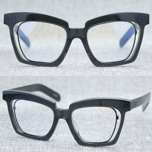 High Quality thick and solid Acetate eyeglasses original Japan Handmade quality large size and big face Artist decorated glasses