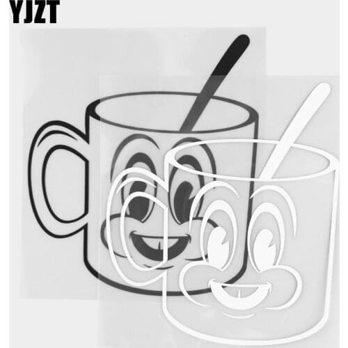 YJZT 13.1×14.7CM Cute Cup Fun Decoration Car Sticker Cartoon Vinyl Decal Black / Silver 20D-0281