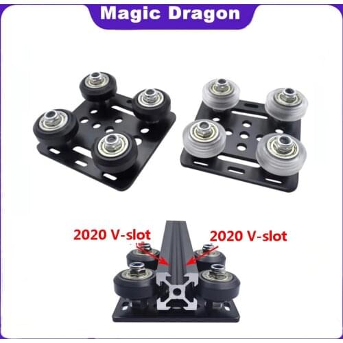 1PCS Black 2020 V-slot Anodized Aluminum Profile Extrusion 100mm-800mm Linear Rail+1PC V gantry plat set slide plate Pulley