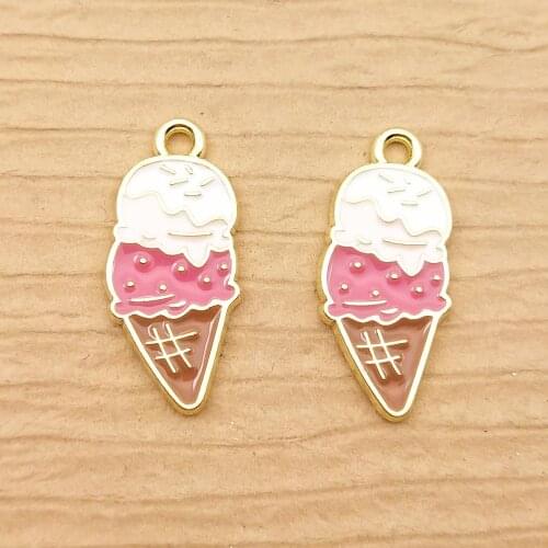 10pcs 10x20mm enamel ice cream charm for jewelry making and crafting fashion earring pendant bracelet necklace charms