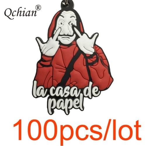 100pcs/lot La Casa De Papel Silicone Key Chains The House of Paper Jewelry Car Key Decoration Pendant