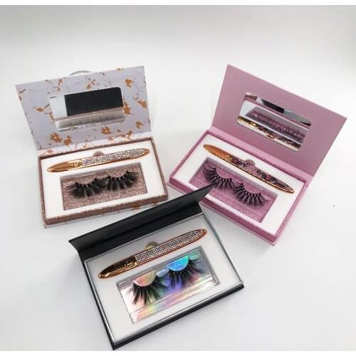 2021 New Style Lash Book with Tweezers Mirror Packing Box Wholesale Custom Book 25MM Eyelashes Case