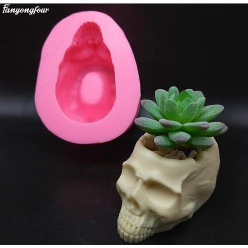 3D Skull Silicone Mold Potted Plant, Chocolate, Ashtray Vase Mould DIY Gypsum Cement Concrete Silicone Mould
