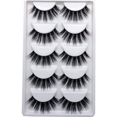 5 Pairs of False Eyelashes New Product 3D Chemical Fiber Thick Artificial False Eyelashes Handmade Artificial Mink Eyelashes