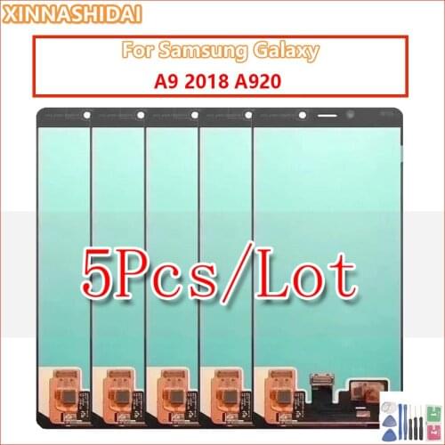 5 Pcs New LCD Display For Samsung Galaxy A9 2018 A920 A920F LCD Display Touch Screen Digitizer Assembly Replacement