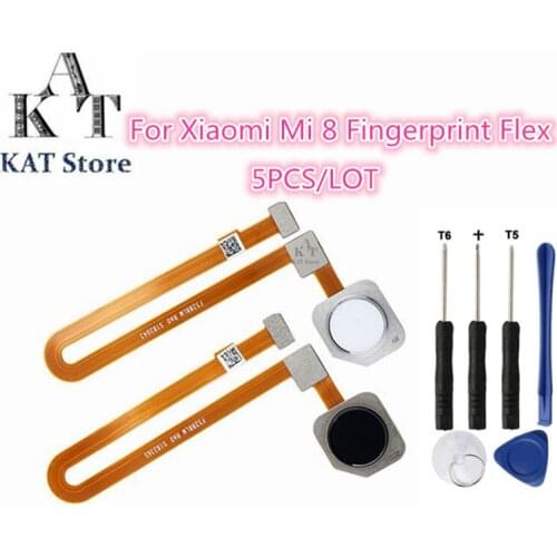 5Pcs Fingerprint Scanner Touch Sensor ID For Xiaomi Mi8 8SE SE Mi 8 Lite Home Button Return Keypad Flex Cable Replacement Parts
