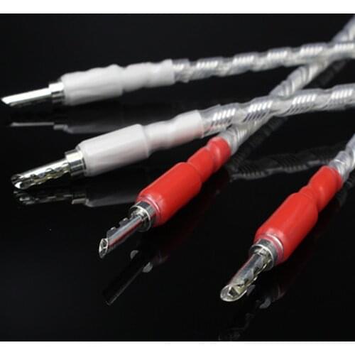 Audiophile 4pcs Pure Silver Speaker Jump Cable Set Silver Plated BANANA or Spade PLUG - 15cm