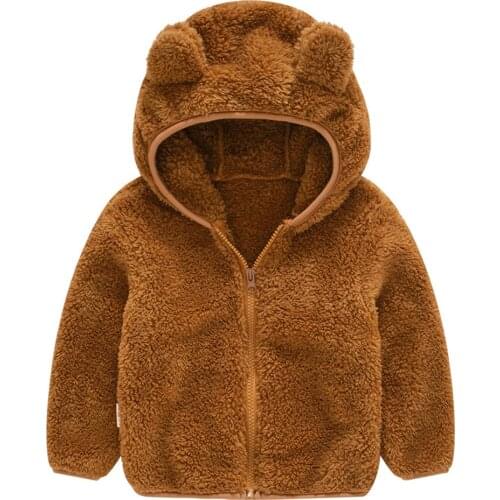 Jacket For Girls Boys Hooded Ear Faux Fur Fleece Coat 2019 New Winter Warm Xmas Snowsuit Kids Children Outwear Baby Clothes 19Ag