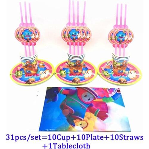 Baby Boy Birthday Theme Guys Ultimate Knockout Game Paper Cup Plate Straws Tableware Set Wedding Party Decor Supplies Tablecloth