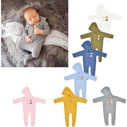 Baby Hat Romper Newborn Photography Props Knitted Jumpsuit Long Tail Cap Kit Infants Photo Shooting Clothing Outfits