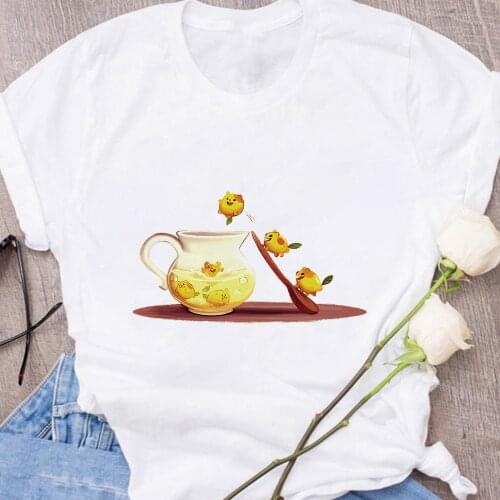 Cute Teapot Printed Womens T Shirts Loose Creative Short Sleeve Casual T-shirt Streetwear Cartoon Funny Graphic Clothing