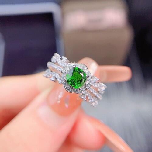 Sterling silver 925 Diopside rings for women sterling silver rings luxury jewelry ring party