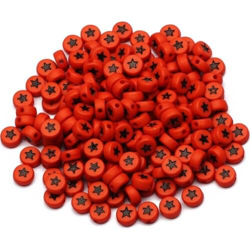 Round 4x7mm Orange Acrylic Spacer Beads Black Heart Loose Beads For Jewelry Design DIY Pendant Necklace Beaded Accessories