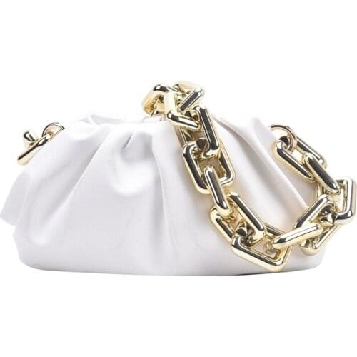 Metal Thick Chain Women Bag Luxury Handbag 2020 Trendy Women Shoulder Bags Lady Small Totes Bag Soft Leather Clutches