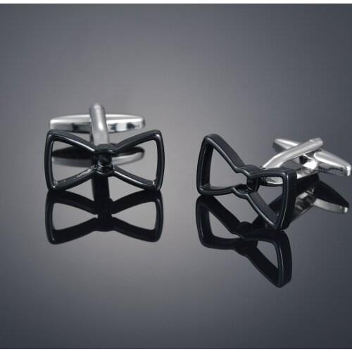 Fashionable black eyeglass frame Cufflinks French long sleeve shirt with studs and Cufflinks