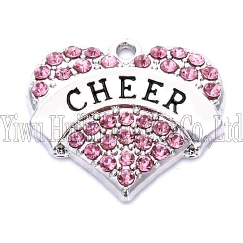 Fashion crystal stones Cheer heart charm pendant