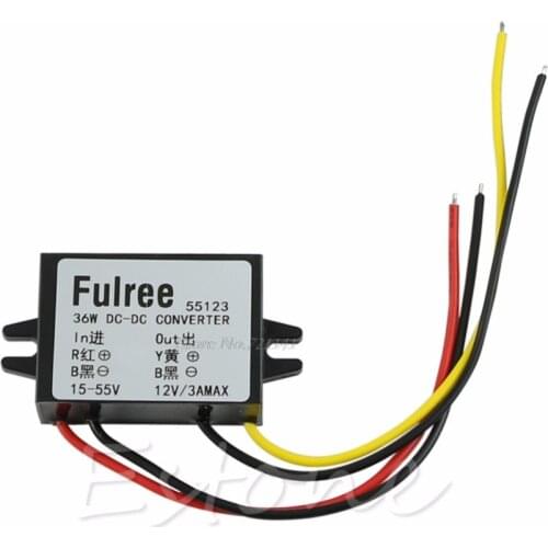 Car Auto DC (15V-55V) 24V/36V/48V to DC 12V 3A 36W Converter Step Down Module Dropship